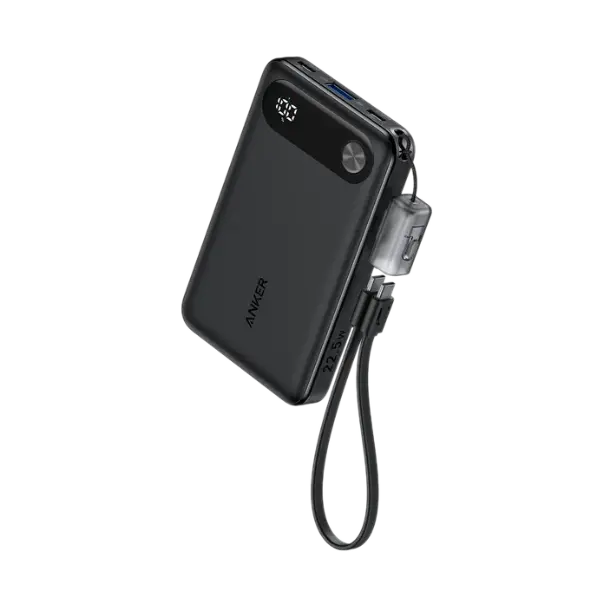 Anker Power Bank 10,000mAh 22.5W Portable Charger with Built-in USB-C Cable and Lanyard